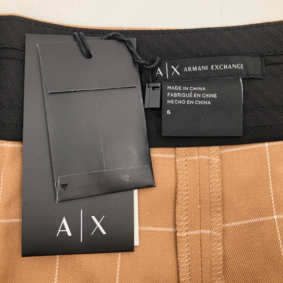 Armani Exchange Pleated Window Pane Shorts Sz 6 NWT - Picture 3 of 5